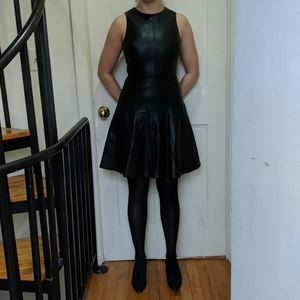 Banana Republic black faux leather dress
